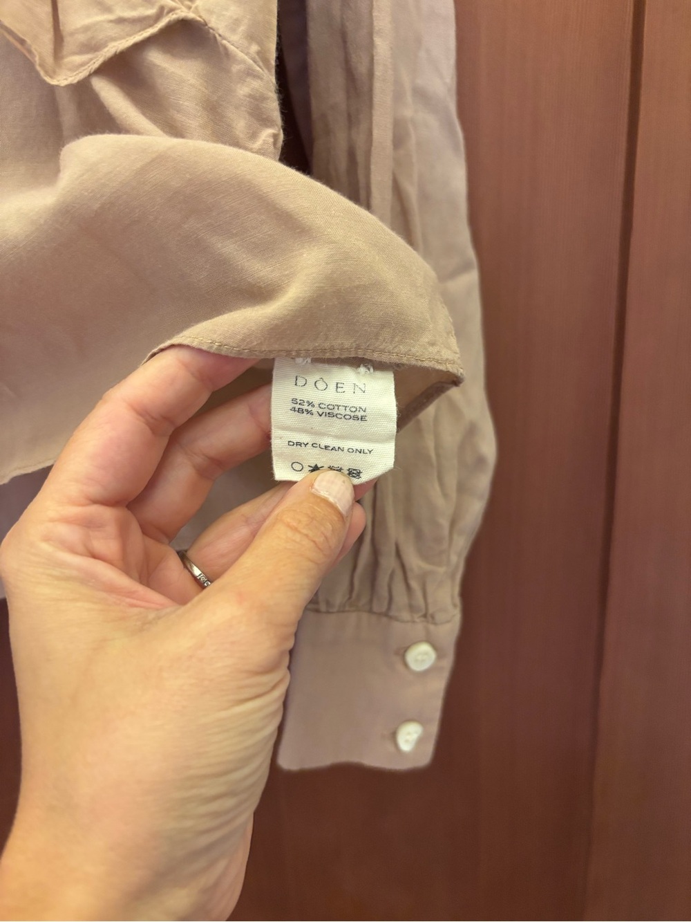 Doen Womens Ruffle Tie-Neck Blouse - beige/rose color - Picture 5 of 6
